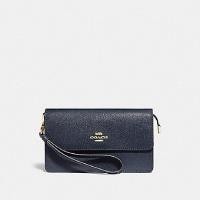 ราคา กระเป๋า คล้องมือ รุ่นใหม่ หนังแท้ สีดำ COACH F73793 FOLDOVER WRISTLET (13113682226)