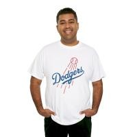 ราคา Los Angeles Dodgers T Shirt White & Black Cotton เบสบอล Unisex (51456356659)