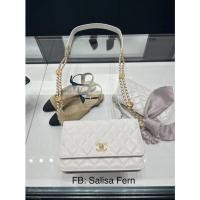 ราคา อปก.ครบ ของแท้ ใหม่ ฉอปไทย New Chanel WOC caviar GHW สีขาว Caviar Microchip คอล 22A Chanel wallet on chain White cavier (19056089785)