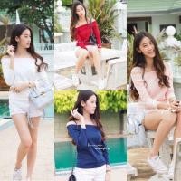 ราคา เสื้อปาดไหล่แขนสามส่วน ผ้าแมงโก้ (85314580)