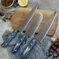 ราคา 3pcs 10Cr15MoV 7 layer cladding steel Kiritsuke knives set kitchen Nakiri chef knife Full tang with Resin foil&G10 space (28069693724)