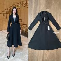 ราคา เดรสแขนยาวสีดำ ชุดเดรสไปงานสีดำ งานป้าย Lamour (27661062620)