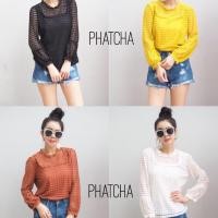 ราคา เสื้อลูกไม้แขนยาวคอปีน (618385815)