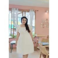ราคา เดรสสีขาวแขนตุ๊กตางานสาวอวบอ้วนใส่ทำบุญไปวัดได้ค่ะ (25757035179)
