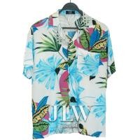 ราคา เสื้อฮาวาย ลายใบพัด ขาว ผ้านิ่ม M L XL Oversize คอฮาวาย JLW BRAND (26156297403)