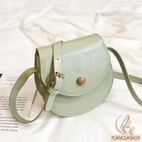 ราคา กระเป๋าสะพายข้างหนังเรียบสีเขียวมิ้นท์ HT210 (25443166676)