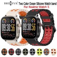 ราคา Ocean Strap สําหรับ Realme Watch 5 Smart Watch สร้อยข้อมือซิลิโคน (49451562660)
