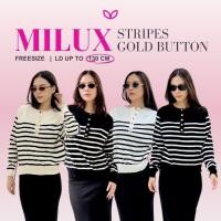 ราคา Pluffyschoice Milux Stripe Gold Button Long Sleeve Knit Top Womens Big Size Clothes (29527380582)