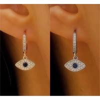 ราคา Zircon Ear Evil Eye Hoop Earrings ต่างหู Evil Eye แบบห่วง งานสแตนเลส ใส่อาบน้ำได้ สินค้าจากตุรกี (24397692012)