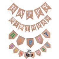 ราคา 【1 เซต】 * ธงวันเกิด ผ้ากระสอบ ชุดธง HAPPY BIRTHDAY ป้ายวันเกิด ป้ายแขวนวันเกิด [ETC-0009] (28370178732)