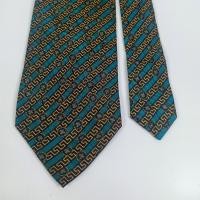 ราคา เนคไทมือสอง แบรนด์Versace Classic V2 Silk Tie Gold Green Striped Design Made in italy (29739282449)