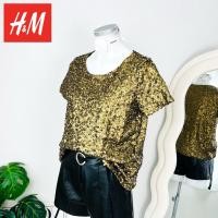 ราคา ไซด์ M มือ1 แบรนด์ H&N แท้100%เสื้อ ทรงครอป งานเกล็ดวิบวับ สีทองเหลือง ใส่ออกงาน ชุดวันเกิด ชุดปาร์ตี้ ts4 (41127072836)
