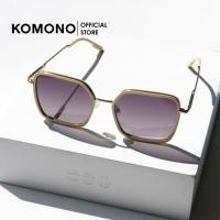 ราคา KOMONO Audrey Marshmallow Gold แว่นกันแดดทรงสี่เหลี่ยมโลหะ สีขาว Polarized lens (24628072443)