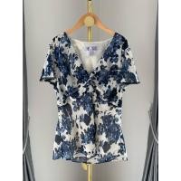 ราคา Nine & Co เสื้อลายดอกสีน้ำเงินทวิสหน้าอกผ้า ชีฟอง ไซส์ 16 C193 (24484334191)