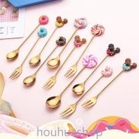 ราคา น่ารักสแตนเลสช้อนส้อมรุ่นสายรุ้งอมยิ้มโดนัทมาการองขนมช้อนเค้กส้อมผลไม้บนโต๊ะอาหารอุปกรณ์ครัว (22690117923)