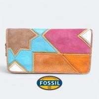 ราคา Fossil patchwork กระเป๋าสตางค์ผ้าใบหนังผู้หญิงกระเป๋าสตางค์แบรนด์วินาทีเดิม (42820179953)