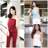 ราคา เสื้อเกาะอกโบว์ ทรงผ่าหน้า แต่งโบว์ผูกหน้าหลัง เกาะอกผ่าหน้า สม็อกหลัง (5115504869)
