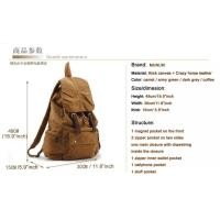 ราคา Leather Fashion Vintage military Canvas Backpack Men School Bag drawstring backpack Women Bagpack m (24885550323)