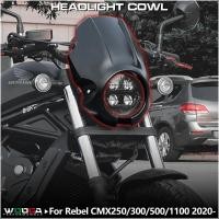 ราคา Rebel 250 300 500 1100 Headlight Guard Fairing Windshield Mask Cover Protector For Honda Rebel CMX3 (58003366731)