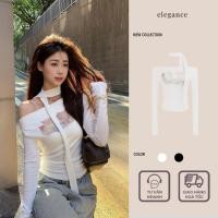 ราคา [สีพาสเทล] เสื้อยืดแมวแขนยาวปาดไหล่คอโช้คเกอร์สไตล์เข้ารูปยั่วยวนเซ็กซี่แฟชั่น (28080983874)