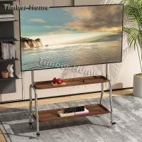 ราคา Timber home rak TV Mobile TV stand with 360° Wheel 32-75 Inch TV rack adjustable tv bracket 电视架 (54603366705)