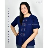 ราคา L2-14 ลาย K14-6 เสื้อม่อฮ่อม หม้อห้อมฟอกอย่างดีคอกลมแขนสั้นปักลาย เสื้อหม้อห้อมฟอกอย่างดีคอกลมกระดุมจีน (9663106237)