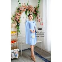 ราคา S-3Xl เดรสสีฟ้าใส่วันแม่ เรียบหรู งานป้าย Lady sunshine (27206413850)