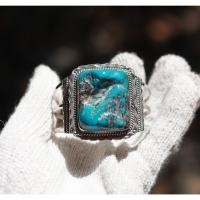 ราคา กำไลข้อมืองานมือ กำไลใหญ่เงินแท้ เทอร์คอยซ์แท้สีฟ้าเข้ม (54700641772)