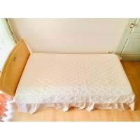 ราคา ผ้าคลุมเตียง (กระโปรงเตียง) หรือผ้าปูที่นอน (แบบหนา) ขนาด 4.5-5ฟุต สีน้ำตาลทูโทนลายวินเทจ มีระบาย 2 ชั้น (สภาพใหม่) (23460731169)