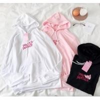 ราคา เสื้อแขนยาว​oversize​ hoodie ปักพิ้งแพนเตอร์ (1585011327)