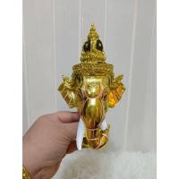 ราคา พระพิฆเนศ (สีทอง) ฟรีฐานปิดทอง ขนาดกว้าง 4 นิ้ว เรซิ่น ปิดทองเค งานสวย หัวโขน เศียรครู เศียรเทพ ของที่ระลึก (9074872619)