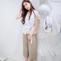 ราคา กางเกง Rinraa size S มี 2 สี สีครีมทอง กับ ดำ used ผ้าดีมากก (2799805217)