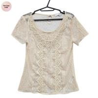 ราคา Forever21/XXI เสื้อผ้ามือสอง สภาพดี✨ เสื้อลูกไม้ เสื้อซีทรู แขนสั้น (28328069151)
