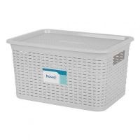 ราคา Homehapp ตะกร้าเอนกประสงค์ทรงเหลี่ยมพร้อมฝาปิด Moderny KASSA HOME รุ่น JCJ-3117 ขนาด 27.7x20.2x10.5 ซม. สีเทา (18629768719)