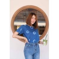 ราคา เสื้อยืดคอกลมมัดย้อมครามธรรมชาติสีสวย unisex ใส่ได้ ชาย-หญิงเลยพี่ๆ (7928850331)
