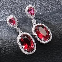 ราคา TANITTgems ต่างหูเพชรโคลนนิ่งฝังพลอยทับทิมรูปไข่เม็ดใหญ่น้ำงาม (7171224779)