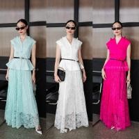 ราคา เซต 3 ชิ้น เสื้อแขนกุดทรงสูท+กระโปรงยาวลูกไม้+เข็มขัด VSHOP (42856222562)