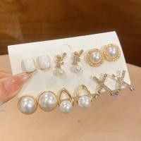 ราคา 6 คู่ Gold Tone Square Enamel,สําเร็จการศึกษา Pearl & Rhinestone Criss-Cross Stud ต่างหูชุดสําหรับผู้หญิง, Vintage Minimalist รูปแบบสารพันสําหรับสวมใส่ทุกวัน & Party (57157641429)