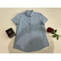 ราคา เสื้อเชิ้ต สีฟ้า AIIZ กระดุมหน้า 7 เม็ด #เสื้อผ้ามือสอง มีตำหนิชายเสื้ิอ (28988632007)