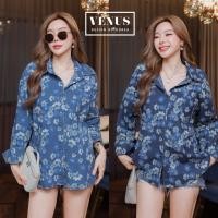 ราคา Jeans Floral Long Sleeve Shirt (42865191215)