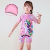 ราคา ชุดว่ายน้ําวันพีซเด็ก สําหรับเด็กผู้หญิง ลายยูนิคอร์นสีชมพูม่วงน่ารัก แบบคุณภาพสูง 1 พร้อมหมวก (55356523201)