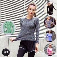 ราคา เสื้อยืดสปอร์ต แขนยาว เสื้อออกกำลังกายผู้หญิง โยคะ ฟิตเนส #P302 (3060373849)