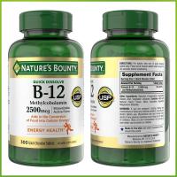 ราคา (Exp.03/2028)Nature's Bounty Vitamin B-12 2500 mcg, 300 Quick Dissolve เม็ด (28677322335)