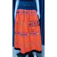 ราคา กระโปรงผ้าม้ง ลายปักด้นมือ โทนส้ม (43368485308)