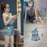 ราคา พร้อมส่ง งานป้าย Porntida Jumpsuit จั๊มสูทยีนส์ปาดไหล่ขาสั้น สำหรับผู้หญิง เสื้อผ้าแฟชั่นผู้หญิง ไซส์ M (29040465016)