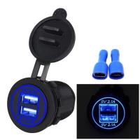 ราคา หัวชาร์จ USB แบบ2ช่อง 5V 4.2A ไฟออกช่องละ2.1A+2.1A ไฟสีน้ำเงิน สำหรับติดตั้งในรถยนต์ มอเตอร์ไซค์ รถตู้ รถทัวร์ (6333379403)