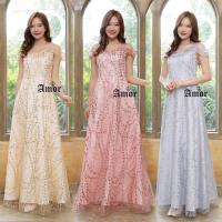 ราคา M-4XLชุดเดรสออกงาน ชุดราตรียาว สีชมพูโรสโกล/สีทอง/สีเทา #Amor (19865040176)