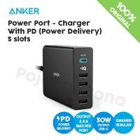 ราคา Anker PowerPort+ 5 USB-C Black Wall Charger - A2053 (10041618627)