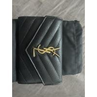 ราคา Saint Laurent Quilted textrured - leather wallet 2018 (14637571146)