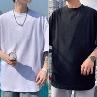 ราคา เสื้อยืดคอกลม เสื้อยืดสีพื้น⬅✨ ผู้ชาย มี 2 สี ขาว ดำ (7246309421)